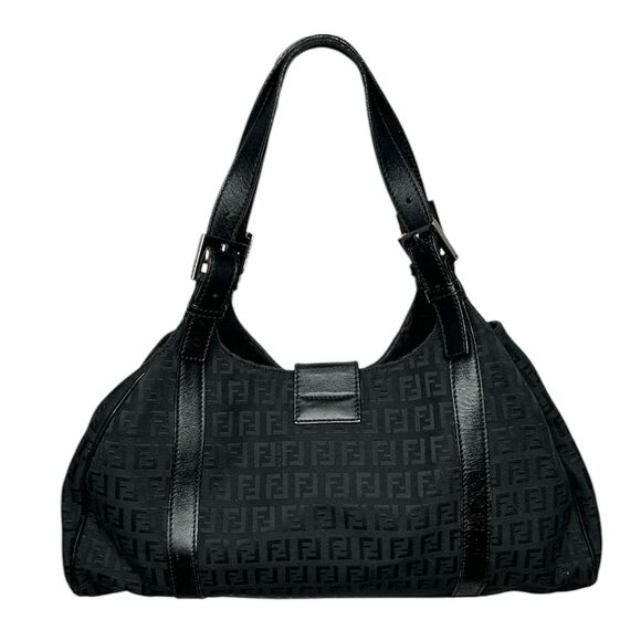 FENDI Zucca Tote in Zucca FF Black Canvas Mama Purse Handbag Bag - Picture 4 of 9